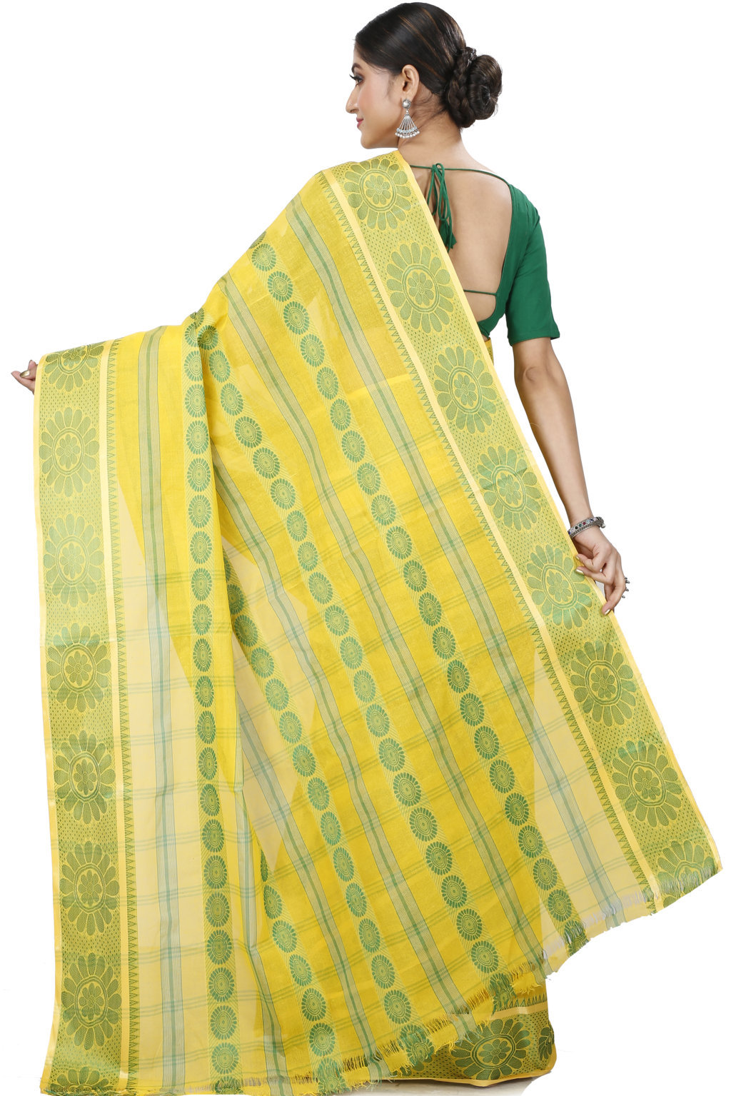 Yellow Pure Cotton Chakro_Tant Tant Saree (1050)